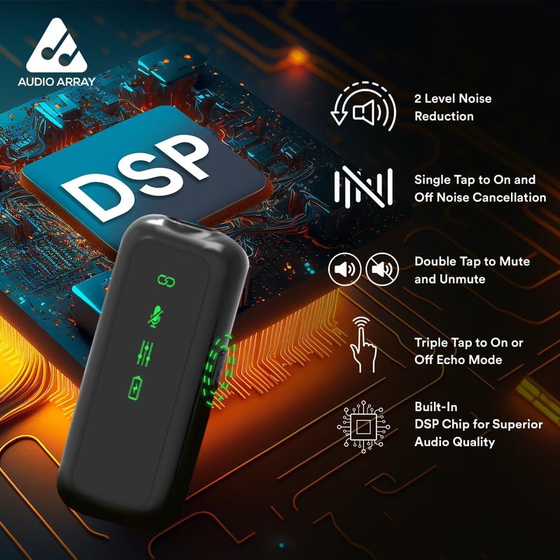 Audio Array AM-W17 Dual Wireless Lapel Mic|in-Built ANC, Plug N Play,Long Battery Life, Ultra-Low Latency,Upto 30M Range|Compatible with iPhone & Android|Vlogging, Streaming, Teaching,YouTube, Black - Image 2