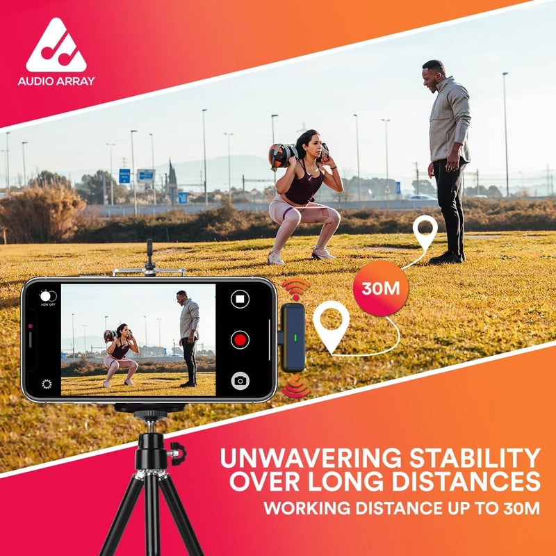 Audio Array AM-W17 Dual Wireless Lapel Mic|in-Built ANC, Plug N Play,Long Battery Life, Ultra-Low Latency,Upto 30M Range|Compatible with iPhone & Android|Vlogging, Streaming, Teaching,YouTube, Black - Image 4