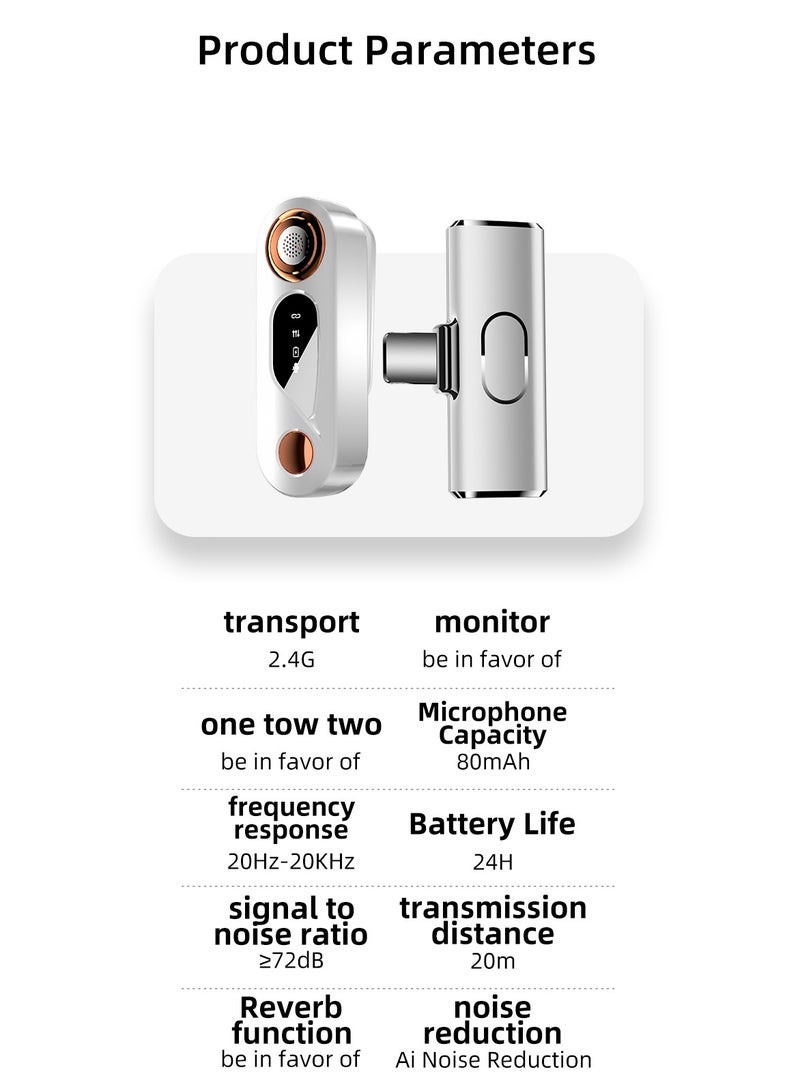 Wireless Microphone, Bluetooth Mobile Phone Microphone with Audio/Noise Cancellation Function