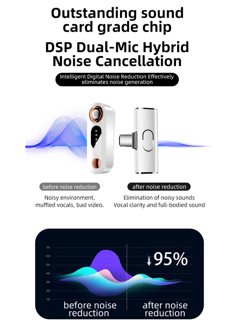 Wireless Microphone, Bluetooth Mobile Phone Microphone with Audio/Noise Cancellation Function