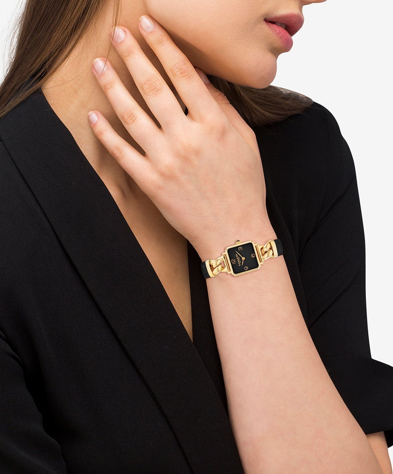 COACH ساعة نسائية مربعة من الفولاذ الذهبي الرقيق مع طلاء أيوني - Image 4