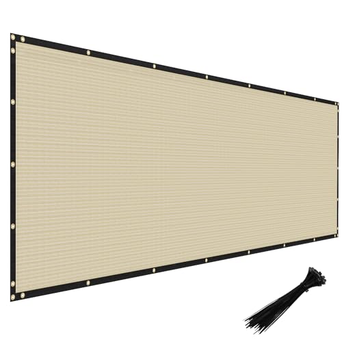 Windscreen4less Privacy Fence Screen Heavy Duty Windscreen Fencing Mesh Fabric Shade Net Cover with Brass Grommtes for Outdoor Wall Garden Yard Pool Deck, 6'x50' Beige - Image 1