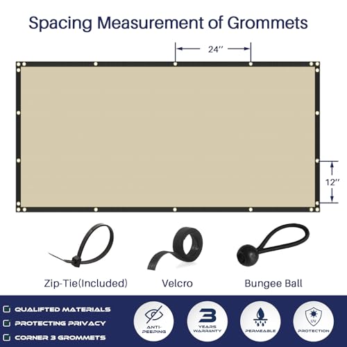 Windscreen4less Privacy Fence Screen Heavy Duty Windscreen Fencing Mesh Fabric Shade Net Cover with Brass Grommtes for Outdoor Wall Garden Yard Pool Deck, 6'x50' Beige - Image 5