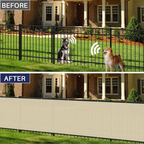 Windscreen4less Privacy Fence Screen Heavy Duty Windscreen Fencing Mesh Fabric Shade Net Cover with Brass Grommtes for Outdoor Wall Garden Yard Pool Deck, 6'x50' Beige - Image 2