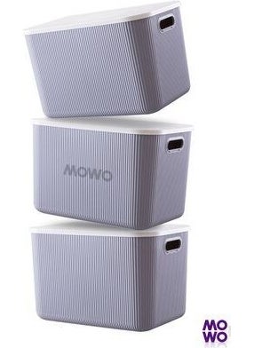 Mowo Home Trove Gray 21 Lt Multi-Purpose Cabinet Organizer Box with Lid, Decorative Storage Box  - Image 2