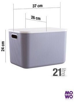 Mowo Home - Trove Gray 21 Lt Multi-Purpose Cabinet Organizer Box with Lid, Decorative Storage Box - Image 1