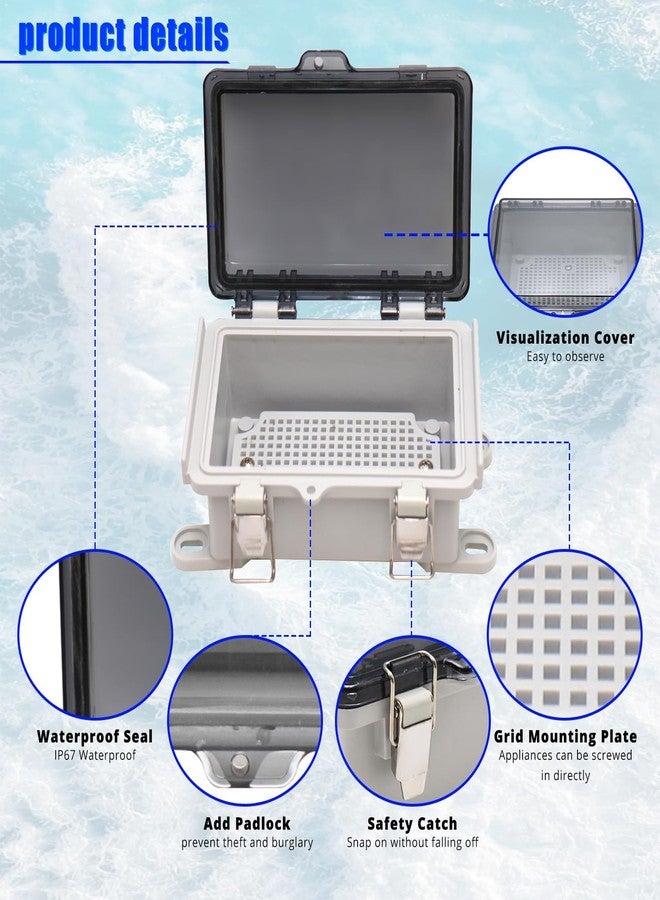 MAKERELE ABS Plastic Small Outdoor Waterproof Box Clear Hinged Shell Outdoor Universal Project Enclosure with Transparent Cover 5.9×3.9×2.8 inch(150×100×70mm) - Image 4