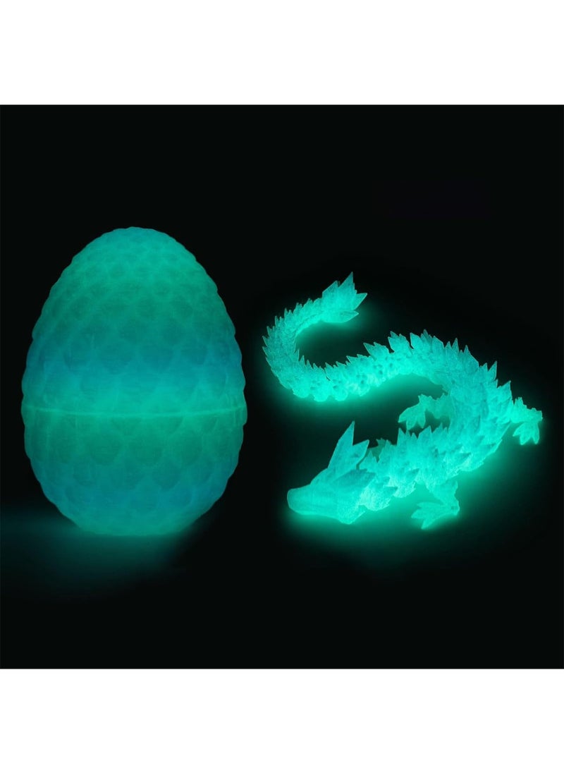 3D Printed Egg Dragon, Fully Articulated Dragon Crystal Dragon with Dragon Egg, Home Office Decorative Desktop Toy (Glow-in-the-Dark, 12 Inch)  - Image 1