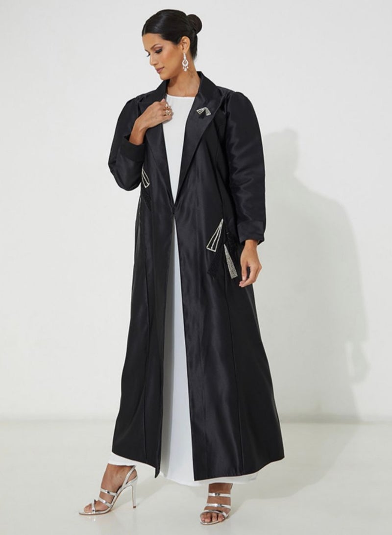 Rosette Abaya Blazer-cut Coat Abaya  - Image 3