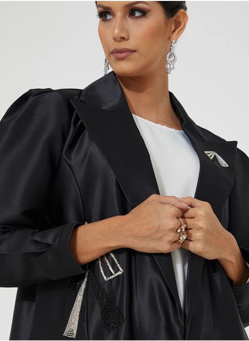 Rosette Abaya Blazer-cut Coat Abaya