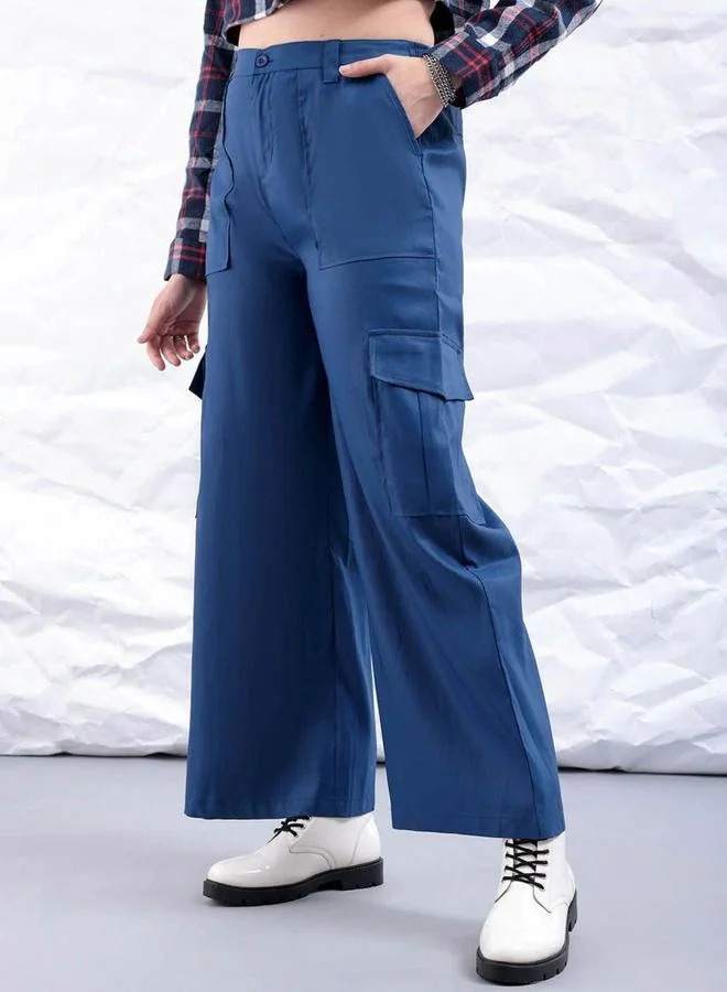 Freehand Freehand Women Blue Flared Cargo Trousers