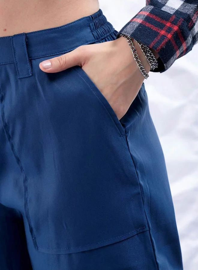 Freehand Freehand Women Blue Flared Cargo Trousers