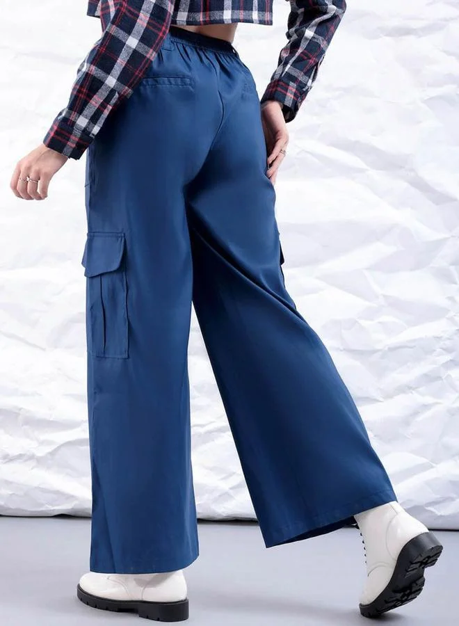 Freehand Freehand Women Blue Flared Cargo Trousers