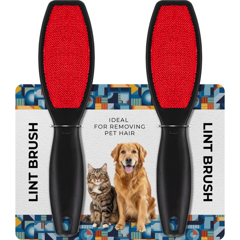 ديكورراك 2 حزمة فرشاة إزالة الوبر مزدوجة الجوانب لإزالة شعر الحيوانات الأليفة من الملابس والأثاث إزالة شعر القطط والكلاب من الأقمشة والسجاد والملابس فرشاة إزالة الوبر المحمولة القابلة لإعادة الاستخدام 2 حزمة