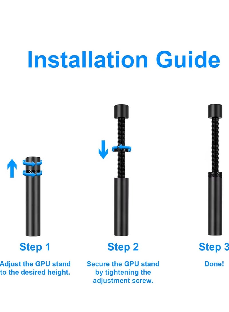 Graphics Card GPU Bracket Holder, Adjustable Height Support Jack Stand Design, Stronger Magnet Along With Silicone Pad, Anodized Aluminum, Telescopic Screw Design - Image 4