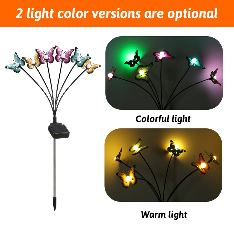 Neoglint Solar Garden Lights Decorative Butterfly Swaying Lawn Lamp Outdoor Landscape Pathway Light IP65 Waterproof Solar Lights for Yard Patio Pathway Lawn - Image 2