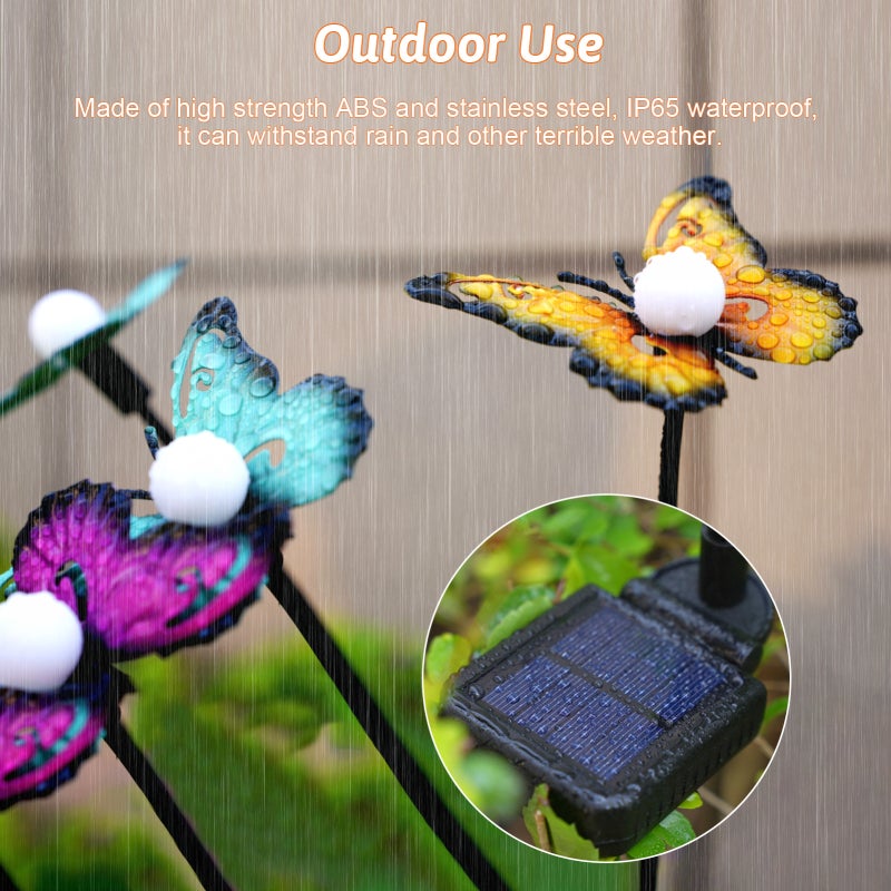 Neoglint Solar Garden Lights Decorative Butterfly Swaying Lawn Lamp Outdoor Landscape Pathway Light IP65 Waterproof Solar Lights for Yard Patio Pathway Lawn - Image 4
