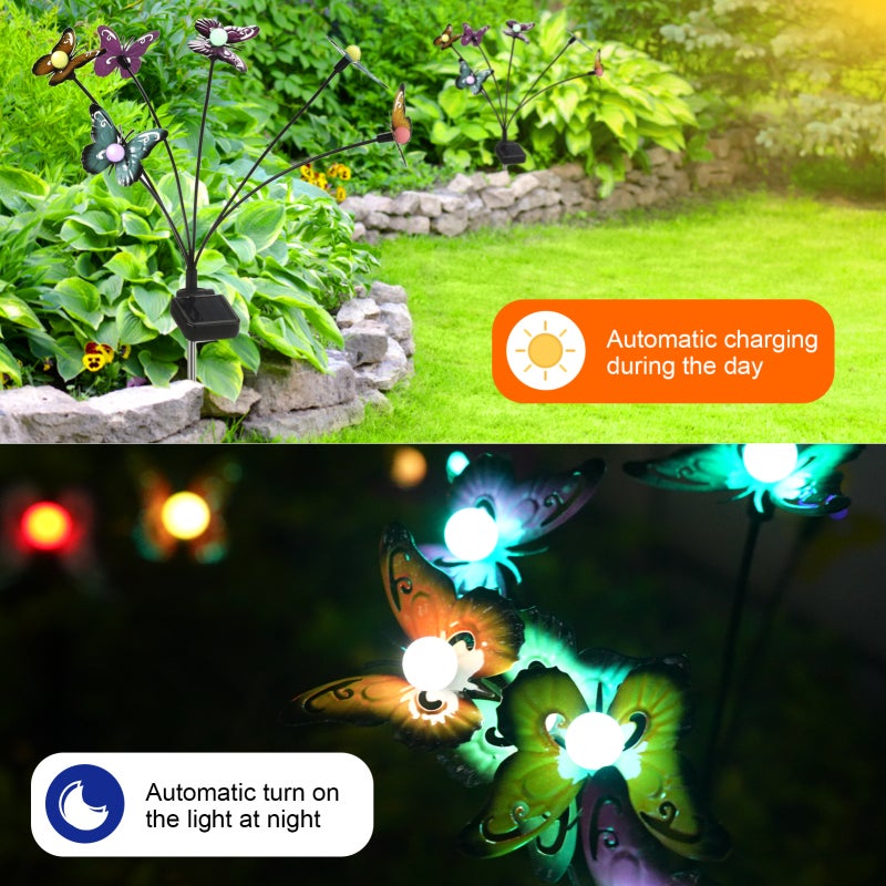 Neoglint Solar Garden Lights Decorative Butterfly Swaying Lawn Lamp Outdoor Landscape Pathway Light IP65 Waterproof Solar Lights for Yard Patio Pathway Lawn - Image 5