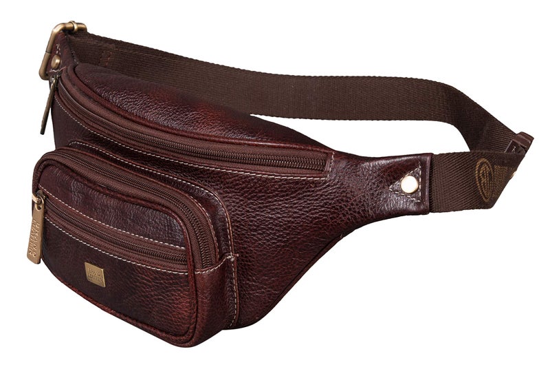 BRAND LEATHER Stylish Genuine Leather Waist Bag Elegant Style Travel Pouch Passport Holder with Adjustable Strap for Multipurpose Use (Brown) - Image 1