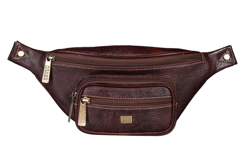 BRAND LEATHER Stylish Genuine Leather Waist Bag Elegant Style Travel Pouch Passport Holder with Adjustable Strap for Multipurpose Use (Brown) - Image 2