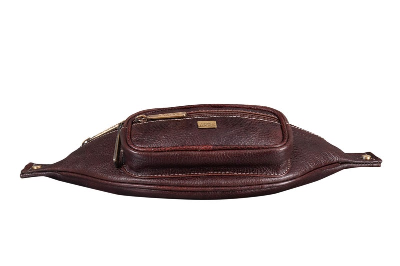 BRAND LEATHER Stylish Genuine Leather Waist Bag Elegant Style Travel Pouch Passport Holder with Adjustable Strap for Multipurpose Use (Brown) - Image 4