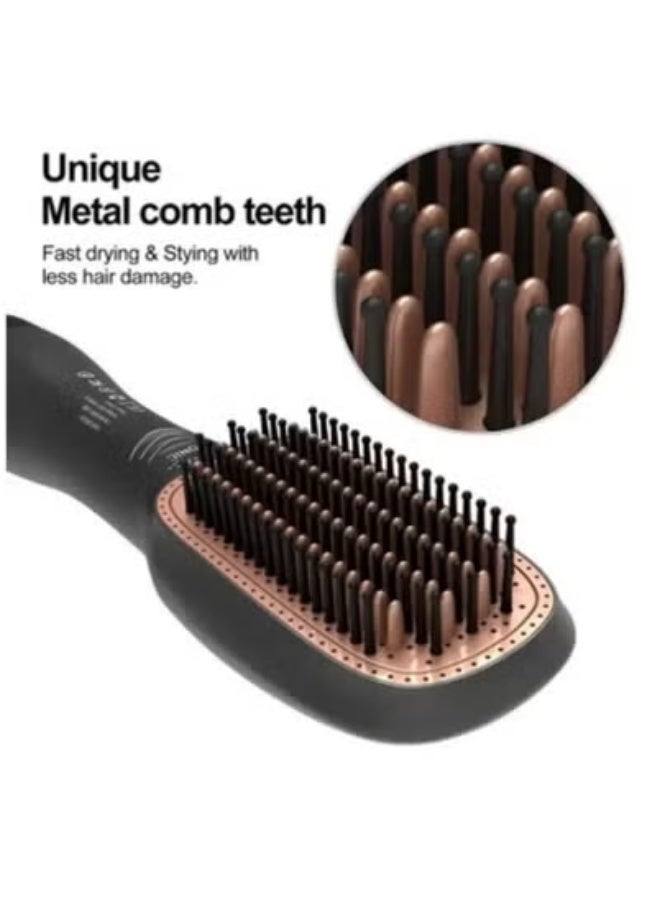 2-in-1 Hair Dryer & Volumizing Styling Brush with Ionic Technology – Hot Air Blow Dryer Brush for Straightening, Curling, Smoothing & Adding Volume – Anti-Frizz Styling Brush for All Hair Types – Lightweight, Ergonomic Design for Salon-Quality Results at Home or Travel - Image 3