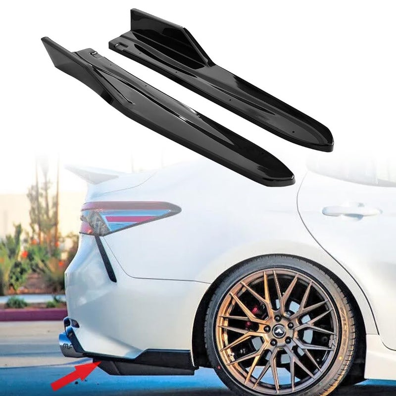 DIBON AUTO 2pc Rear Bumper Splitters for 20182020 Toyota Camry SE XSE Glossy Black Side Corner Spats Splitters Apron Valance