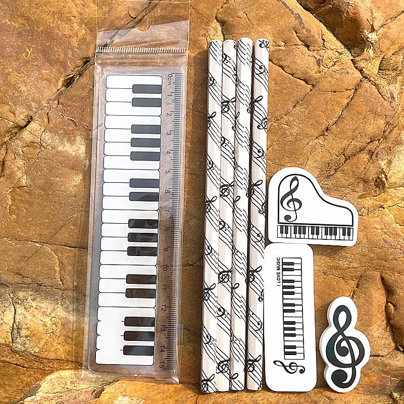 Specializes In Piano Note Pattern Student Stationery Wooden Pencil Music Shape Eraser Kidsren'S Prize Gifts - Image 4