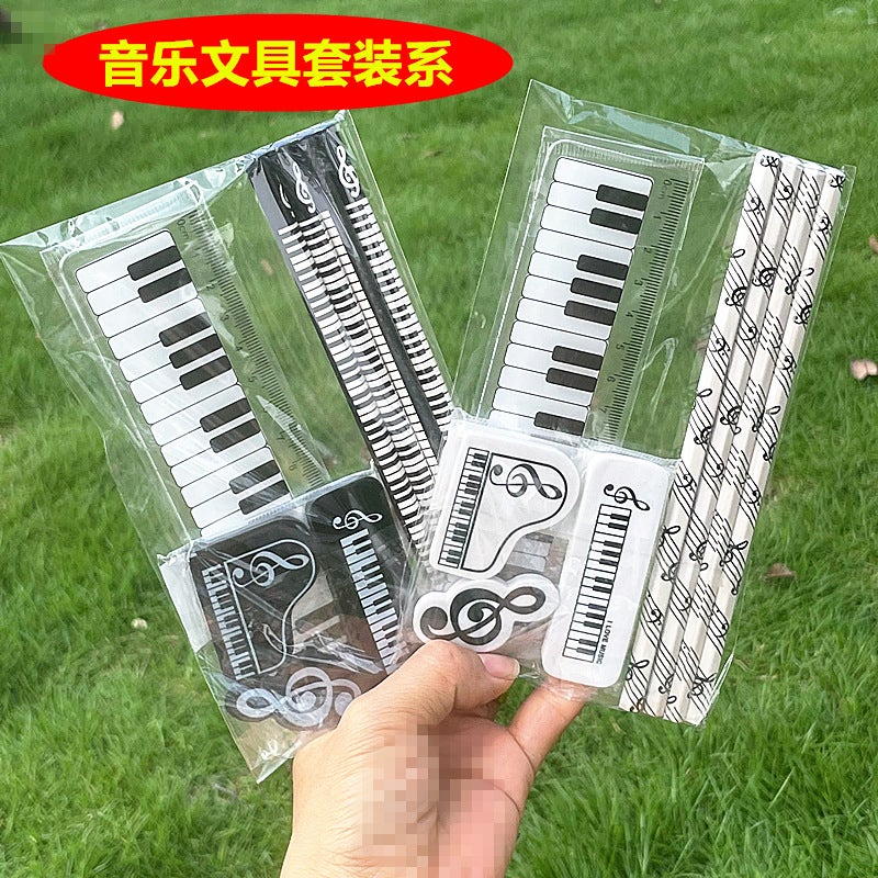 Specializes In Piano Note Pattern Student Stationery Wooden Pencil Music Shape Eraser Kidsren'S Prize Gifts - Image 2