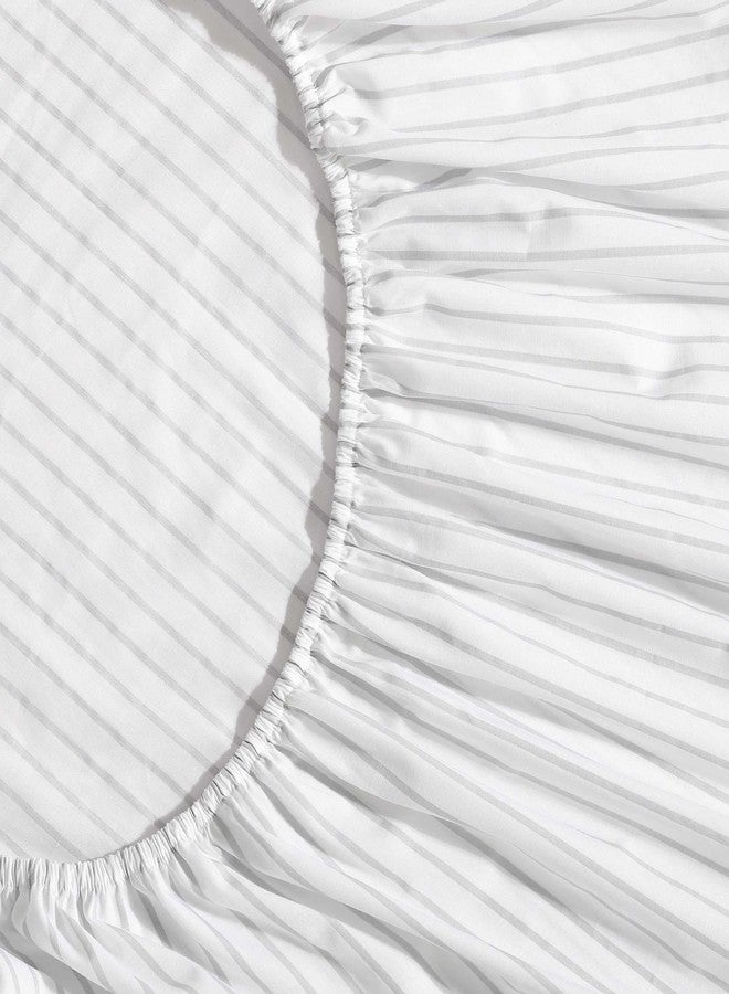 Eddie Bauer - Sheet Set, Luxurious Cotton Percale Bedding with Matching Pillowcase, Crisp & Cool, Fully Elasticized (Arden Stripe Grey, Twin) - Image 4