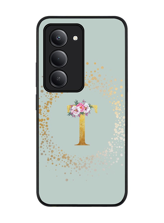Stylizedd For Xiaomi Redmi 15 5G Case,Slim fit Camera Protection, Shockproof Thin Phone cover  - Custom Monogram Floral - T  (Light Grey ) - Image 1