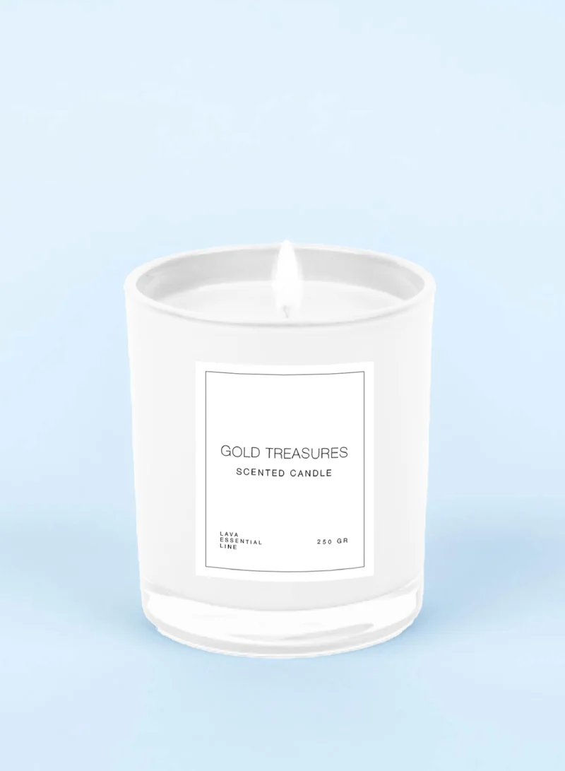 لافا مومنتس Gold Treasure Candle in White Glass Container