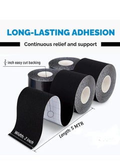 Oasisgalore Waterproof Kinesiology Tape, 2"x16.5ft, Latex-Free, Black, for Muscle Pain Relief & Joint Support.  - Image 2