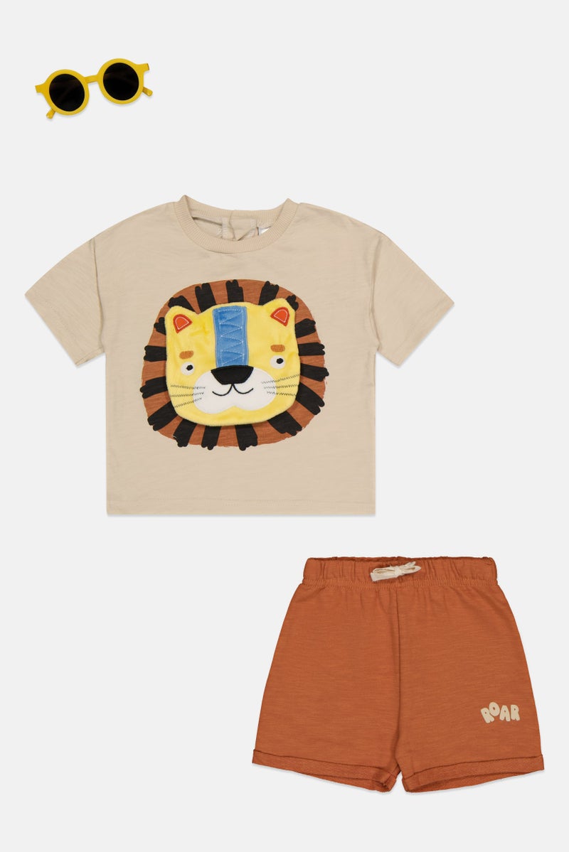 Lily & Jack Toddlers Boy 3 Pcs Graphic Print Top And Shorts Set With Sunglasses, Multicolor - Image 2