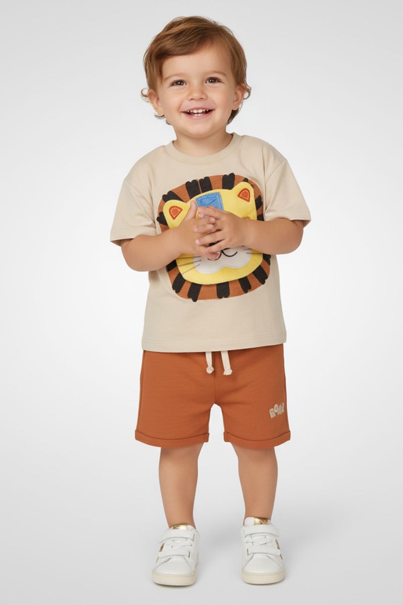 Lily & Jack Toddlers Boy 3 Pcs Graphic Print Top And Shorts Set With Sunglasses, Multicolor - Image 1