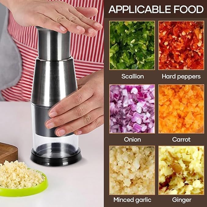 Suicune MultiFunctional Manual Garlic Press Stainless Steel Hand Food Chopper Garlic Press for Mincing Garlic Onion Potato Peppers - Image 3