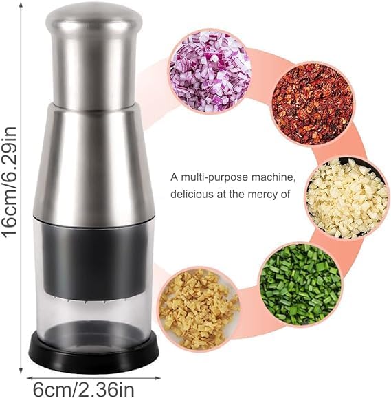 Suicune MultiFunctional Manual Garlic Press Stainless Steel Hand Food Chopper Garlic Press for Mincing Garlic Onion Potato Peppers - Image 5