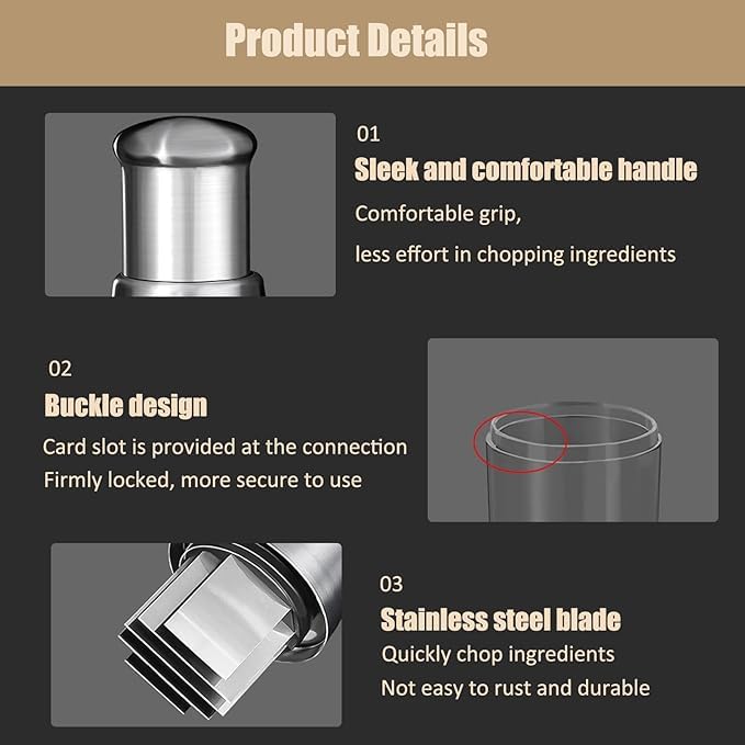 Suicune MultiFunctional Manual Garlic Press Stainless Steel Hand Food Chopper Garlic Press for Mincing Garlic Onion Potato Peppers - Image 4