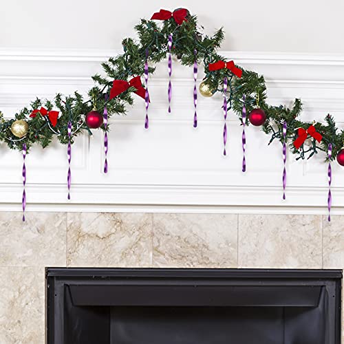 Luxtea 24 PCS Christmas Hanging Ornaments Twisted Aluminum Icicles for Wedding,Halloween Holiday Tree Decorations (Shiny 9.8'', Light Purple) - Image 4
