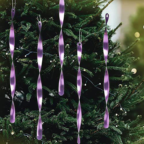 Luxtea 24 PCS Christmas Hanging Ornaments Twisted Aluminum Icicles for Wedding,Halloween Holiday Tree Decorations (Shiny 9.8'', Light Purple) - Image 3