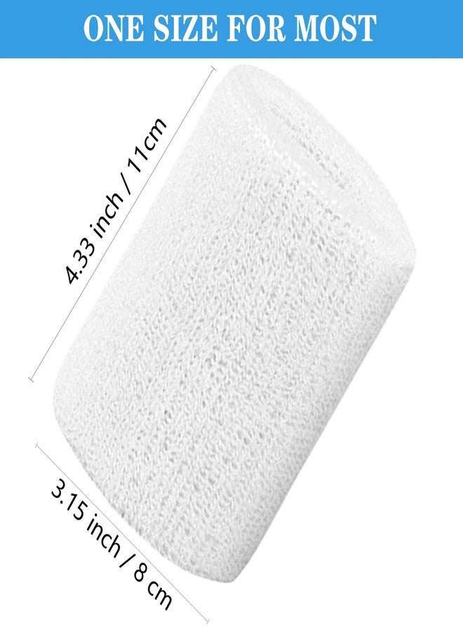IMAGERIO 6 Pack 4 Inch Wrist Sweatbands Tennis Wrist Bands Absorbent Sweat Band for Men and Women, Breathable Cotton Sweatbands for Working Out, Football, Basketball, Running Athletic Sports -White - Image 2