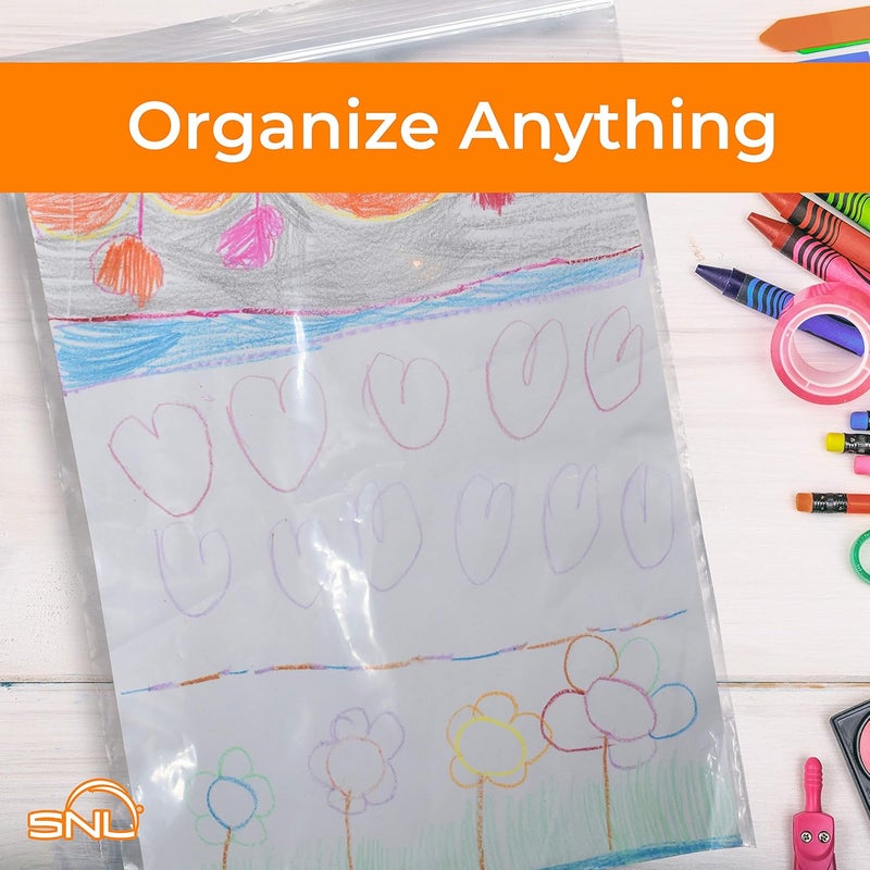 SNL Quality Zipper Locking Reclosable Clear Disposable Plastic Bags, Strong | 9" X 12" - 2 MIL - 100 Bags - Image 3