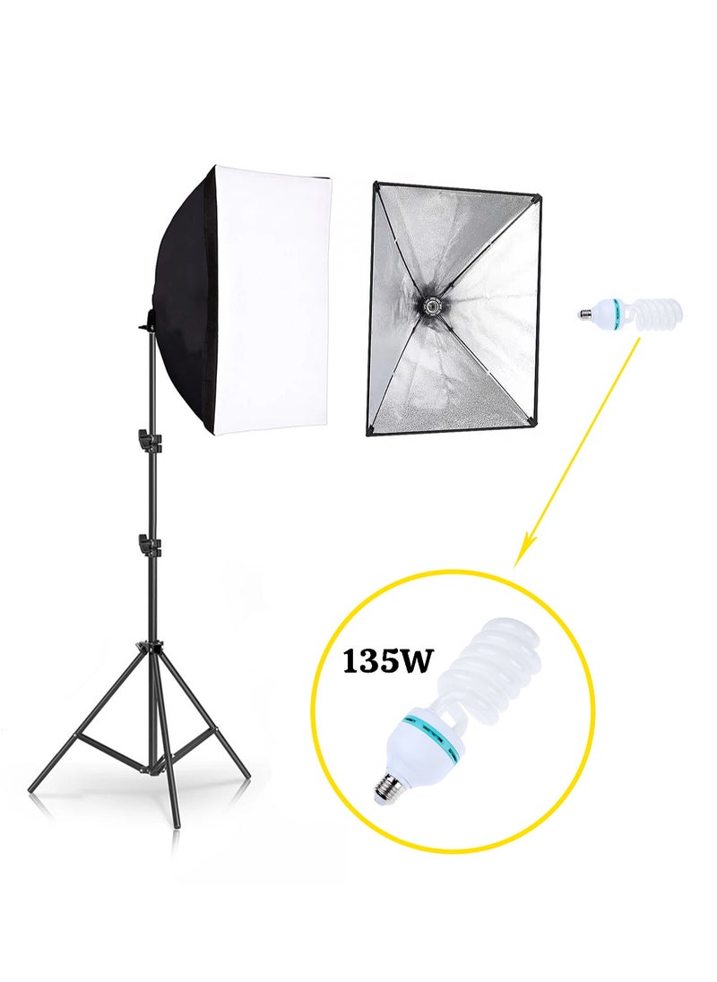 Mi VAZA Photography Fill Light Set - Studio Photography Lighting Kit - 135W Light Bulb - 2X2m Background Stand - Softbox Lighting Kit - 3PCS Backdrops (White/Black/Green) Screen for Photo, Video, Portrait and Live  - Image 2