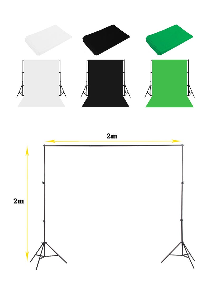 Photography Fill Light Set - 135W Light Bulb - 2X2m Background Stand - Softbox Lighting Kit - 3PCS Backdrops (White/Black/Green) Screen for Photo, Video, Portrait and Live - pzsku/Z24A904DC9ABFF7B99F42Z/45/_/1739853377/40491373-0f0d-4f24-ae1a-5c6c32b3bc7c