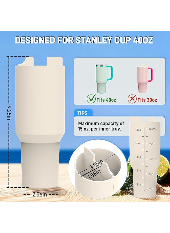 Stanley Cup Divider Insert - Two Drinks One Cup Silicone Divider Liner for 40oz Stanley Tumbler Silicone Double Inner Tray Stanley Cup Accessories Reusable Liner for Dual-Sided Drink(White)  - Image 3