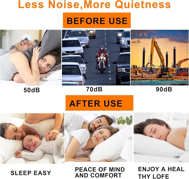 EXGOX 14 Pairs Silicone Ear Plugs for Sleeping Noise Cancelling Reusable Moldable Wax Earplugs for Swimming, Work, Airplane, SNR27dB(Blue, Orange) - Image 2