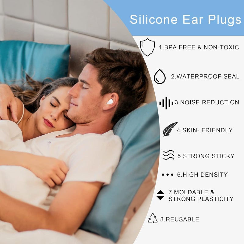 EXGOX 14 Pairs Silicone Ear Plugs for Sleeping Noise Cancelling Reusable Moldable Wax Earplugs for Swimming, Work, Airplane, SNR27dB(Blue, Orange) - Image 5