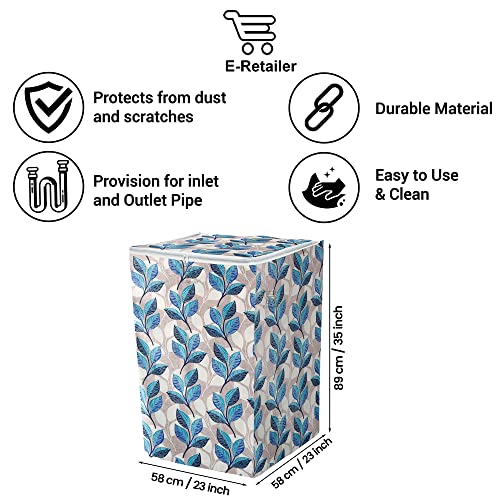E-Retailer®Polyester Top Load Washing Machine Cover With Zip Enclosure Suitable For 5kg to 8kg (Color-Leaf Blue, Size-23x23x35 Inches) - Image 3