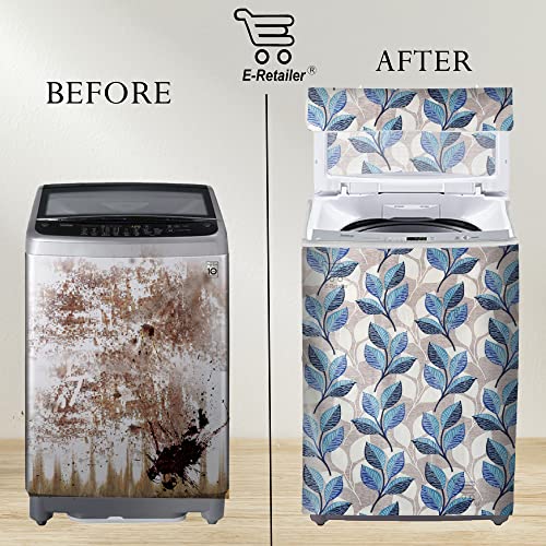 E-Retailer®Polyester Top Load Washing Machine Cover With Zip Enclosure Suitable For 5kg to 8kg (Color-Leaf Blue, Size-23x23x35 Inches) - Image 4