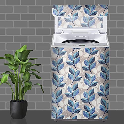 E-Retailer®Polyester Top Load Washing Machine Cover With Zip Enclosure Suitable For 5kg to 8kg (Color-Leaf Blue, Size-23x23x35 Inches) - Image 1